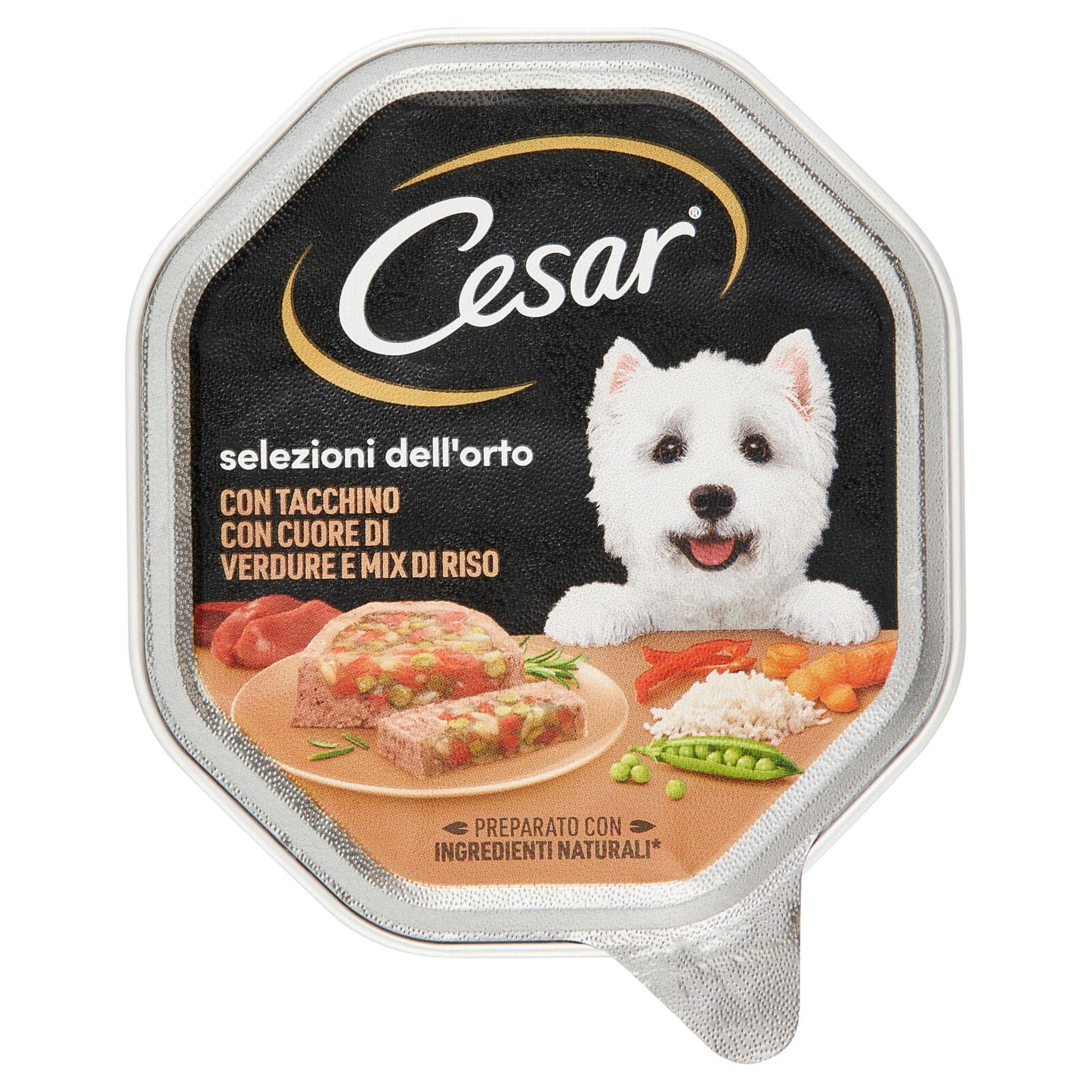 Cesar Selezioni dell'Orto Cibo Umido Cane con Tacchino, Cuore di Verdure e Mix di Riso 150 g (25522100)