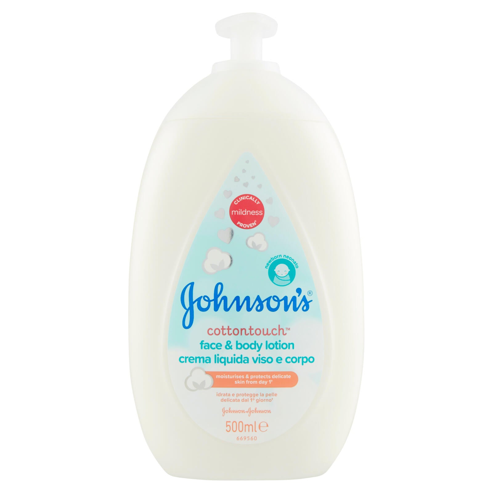 Johnson's Baby Crema Liquida Viso E Corpo Cottontouch, Per La Pelle  Delicata Del Neonato, 500ml ->