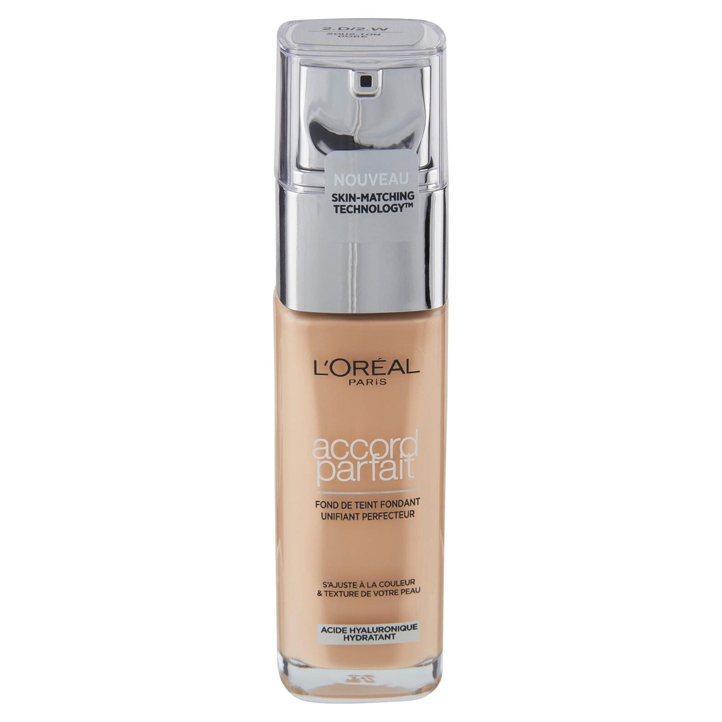 L'Oréal Paris Accord Parfait, Fondotinta Liquido con Acido Ialuronico, 2.D/2.W Amande Doré, 30 ml (25531670)