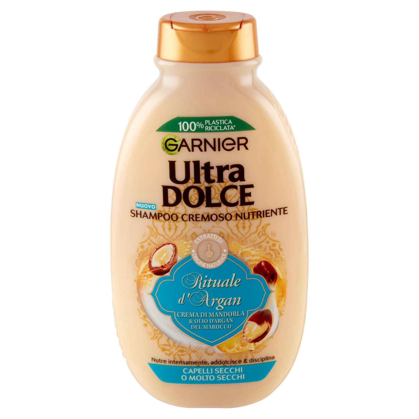 Garnier Ultra Dolce Shampoo con crema di Mandorla e Olio d'argan per capelli molto secchi, 250 ml