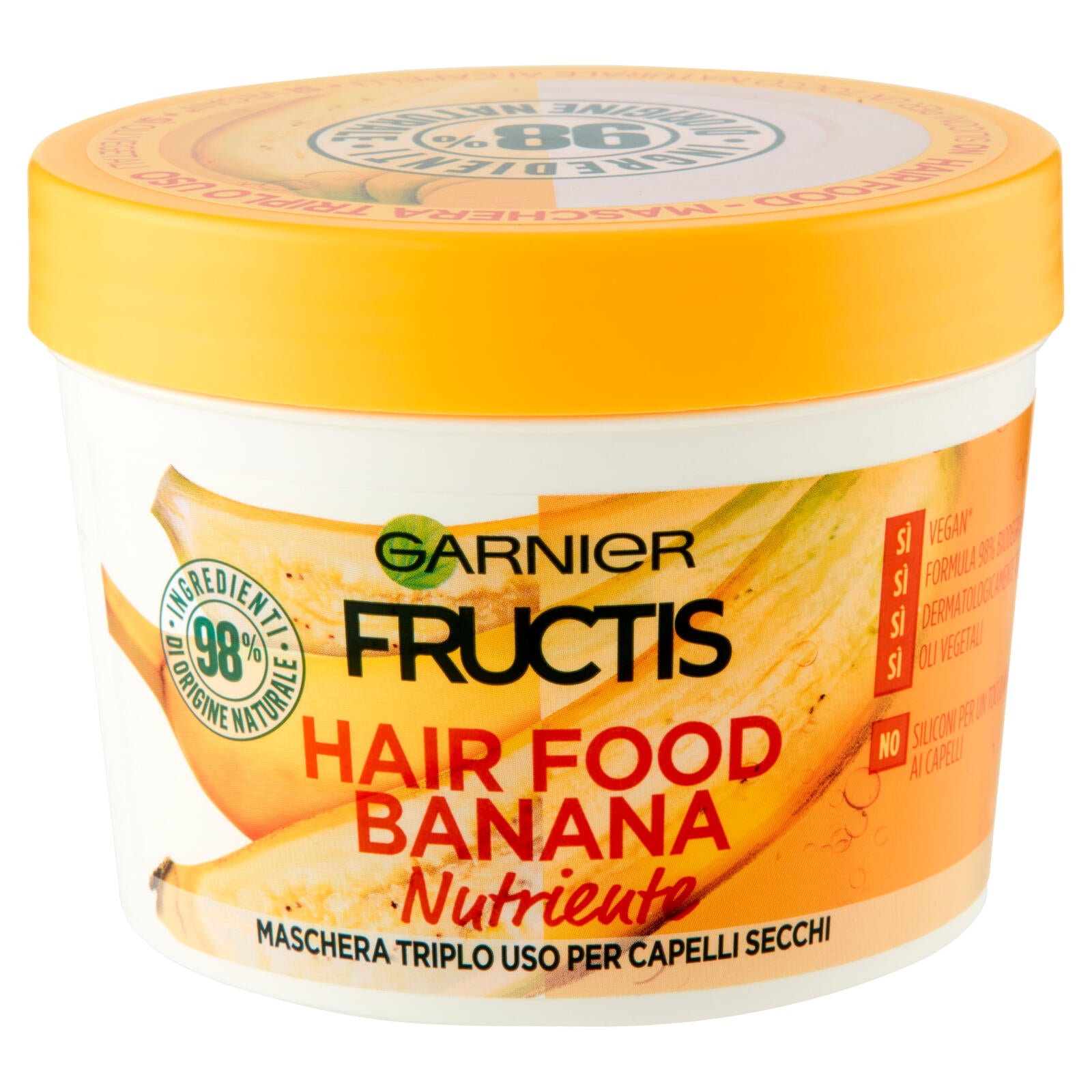Garnier Maschera Nutriente Fructis Hair Food, 3in1, Capelli Secchi, Banana