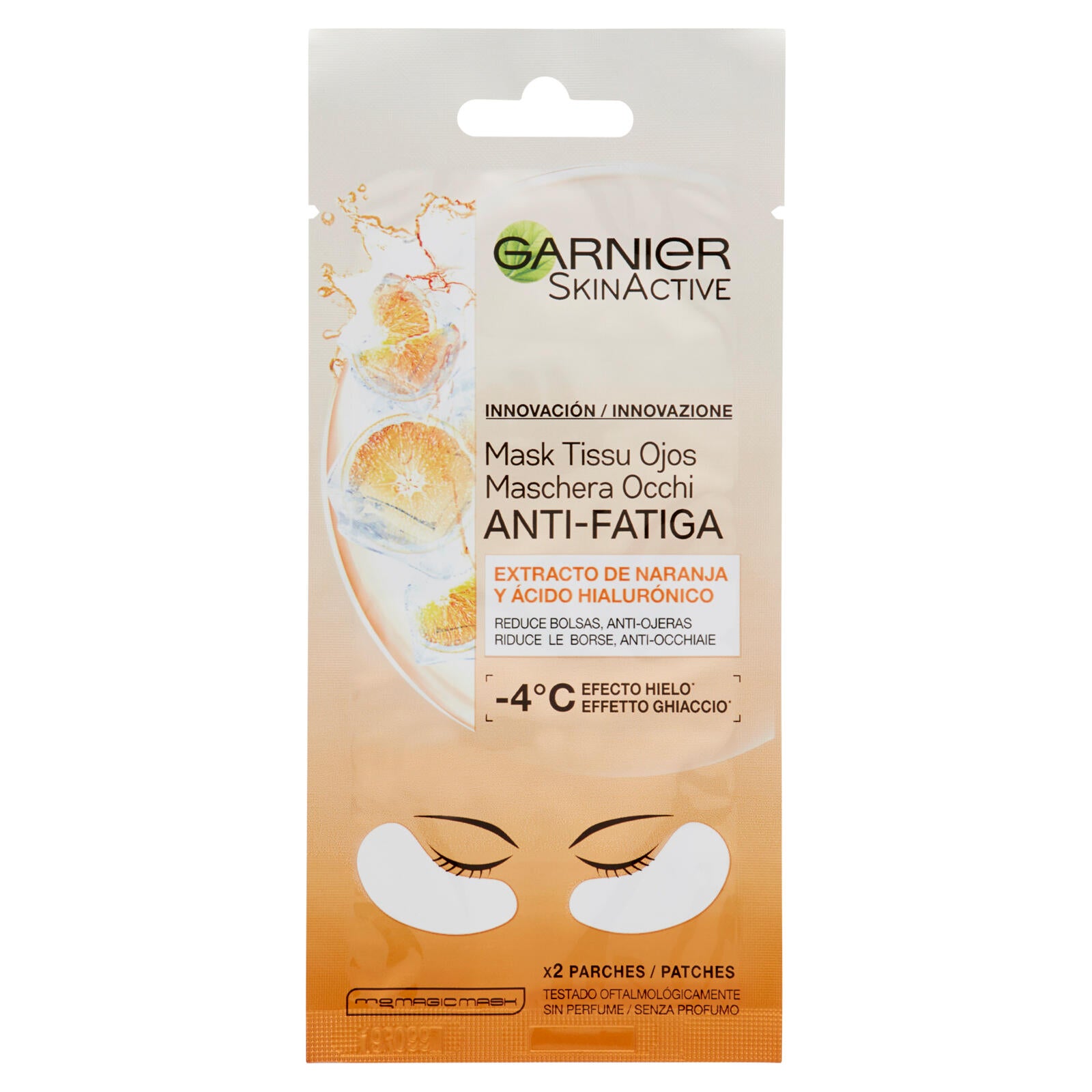 Garnier Skincare Maschera Occhi Anti Fatica con Acqua di Cocco e Acido Ialuronico, Arancione