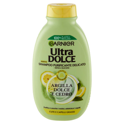 Garnier Ultra Dolce, Shampoo per Capelli che Tendono a Ingrassarsi, Argilla e Cedro, 250 ml