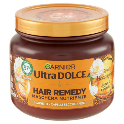 Garnier Ultra Dolce Hair Remedy Maschera per Capelli Nutriente Argan e Camelia, 340 ml