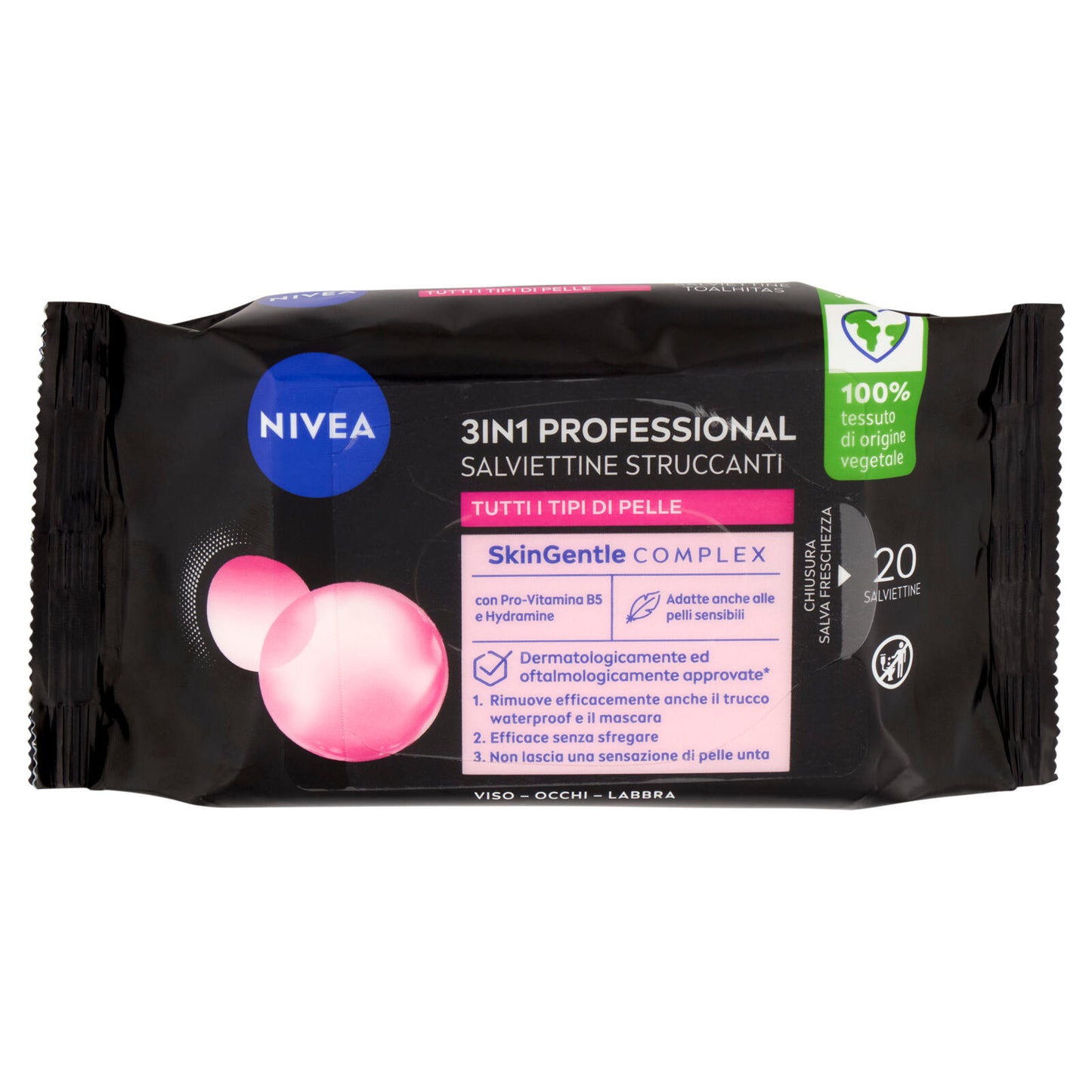 Nivea 3in1 Professional Salviettine Struccanti Tutti i Tipi di Pelle 20 pz (25563211)