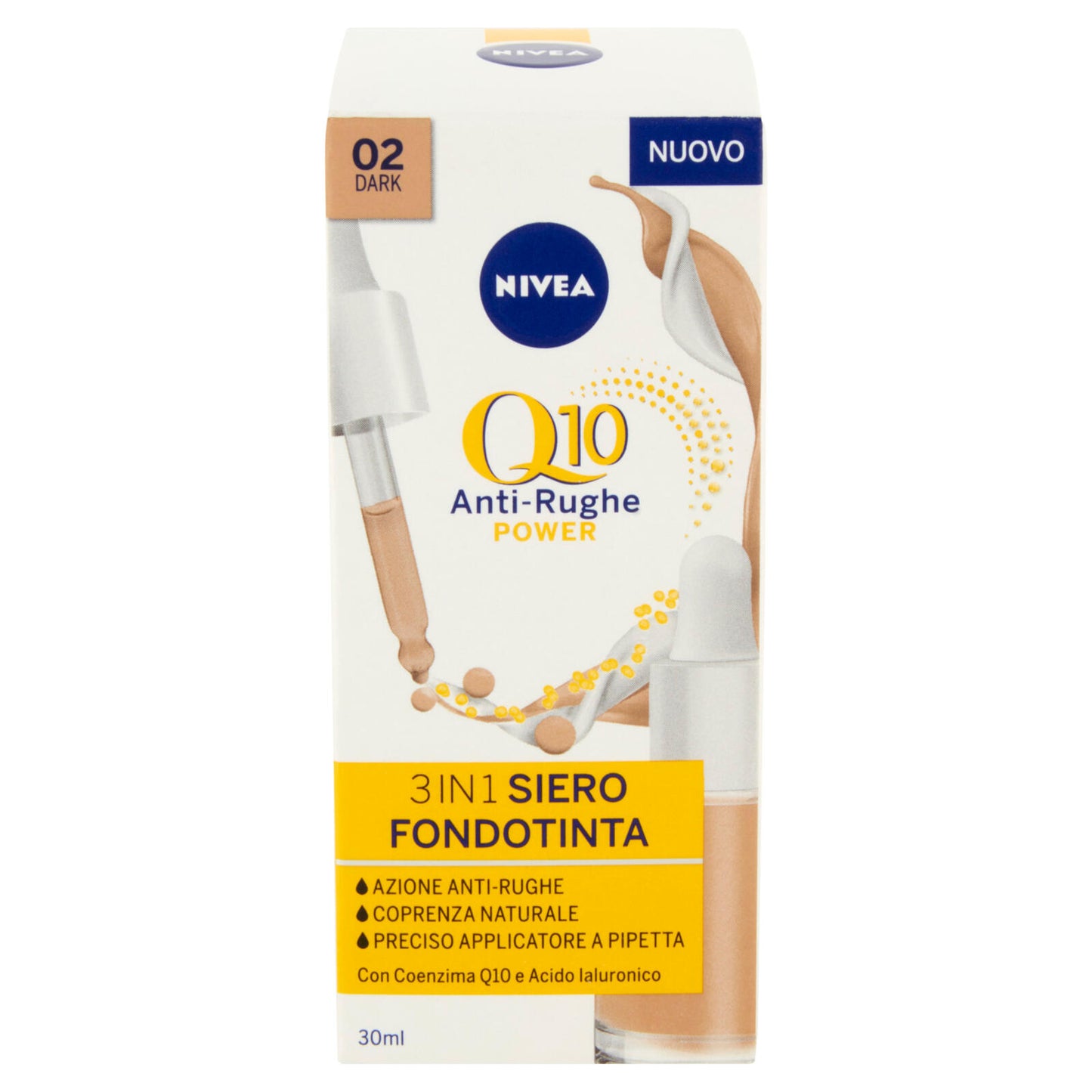 Nivea Q10 Anti-Rughe Power 3in1 Siero Fondotinta 02 Dark 30 ml (25563766)
