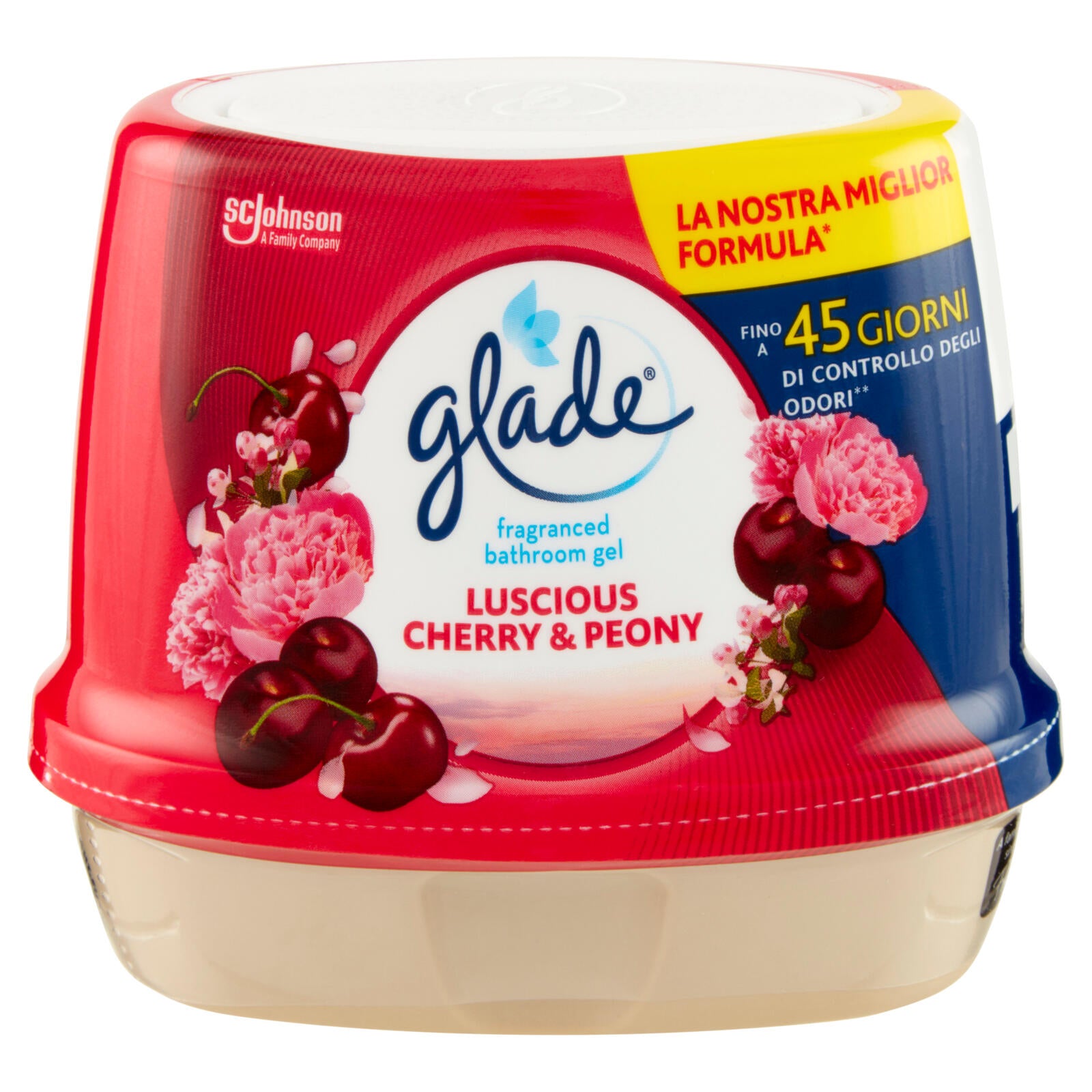 Glade Gel Bagno, Profumatore per Ambienti, Fragranza Luscious Cherry & Peony 180g