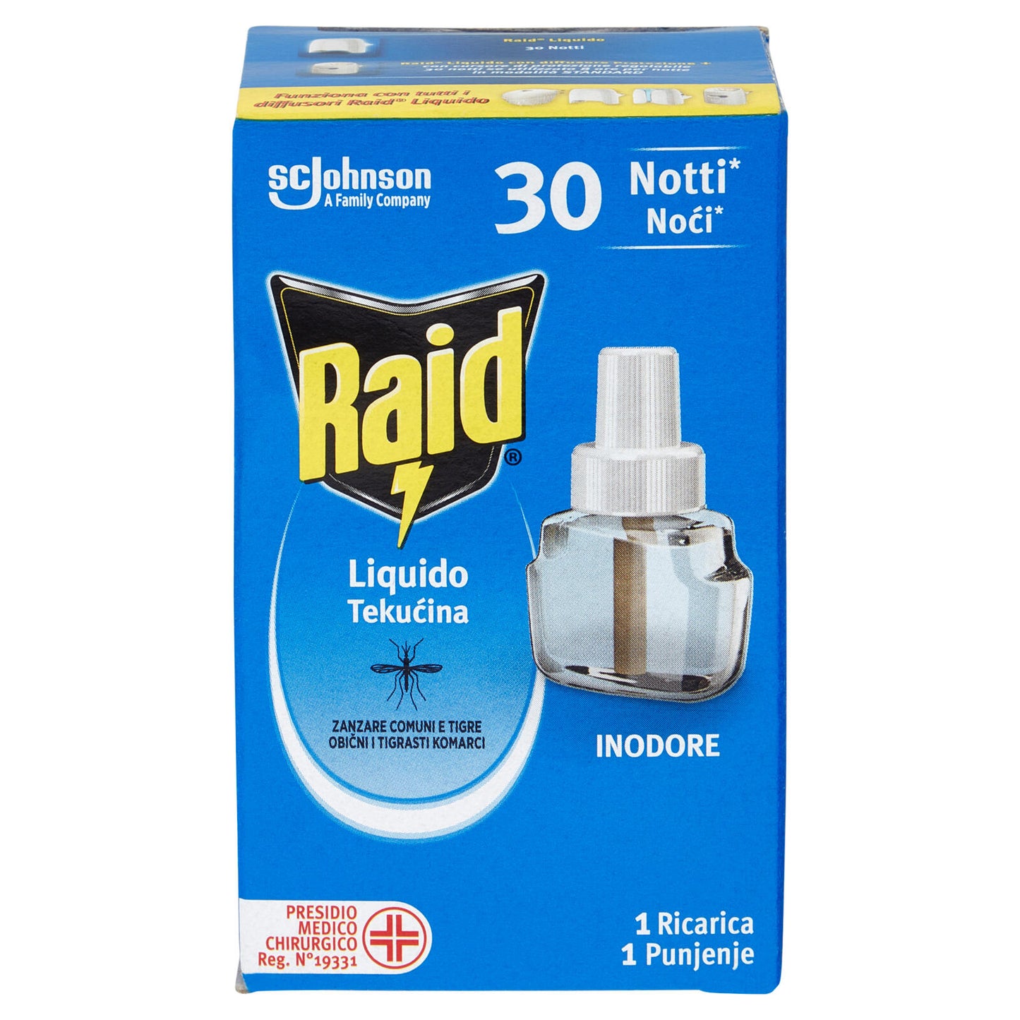 Raid Liquido Elettrico Antizanzare Comuni e Tigre, Ricarica, Inodore, 30 Notti, 21 ml (25583590)