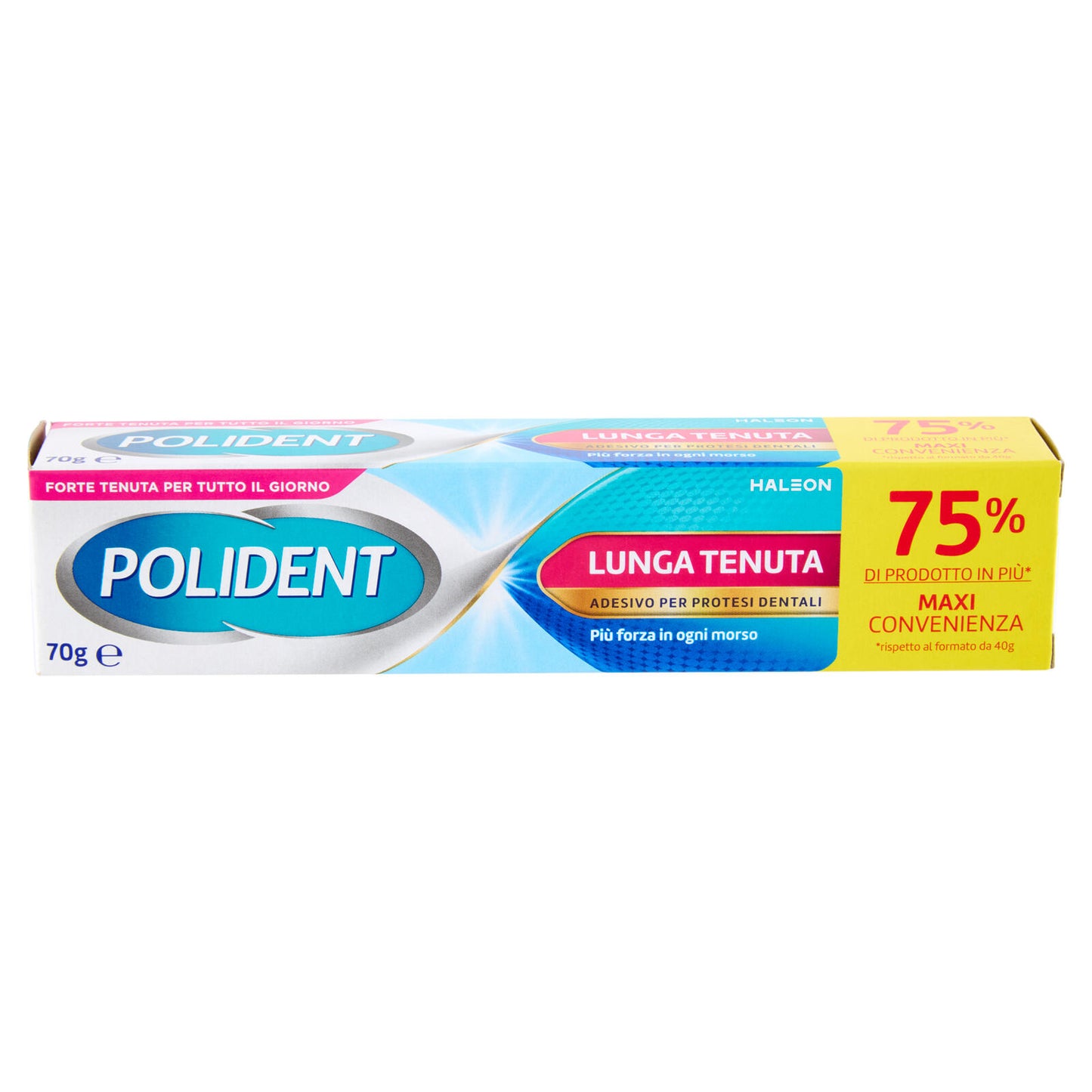 Polident Lunga Tenuta, Adesivo per Protesi Dentale, 12 Ore di Tenuta, Gusto Menta Delicata, 70 g (25580021)