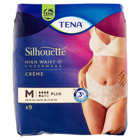 Tena Silhouette High Waist Underwear Crème Plus M 9 pz