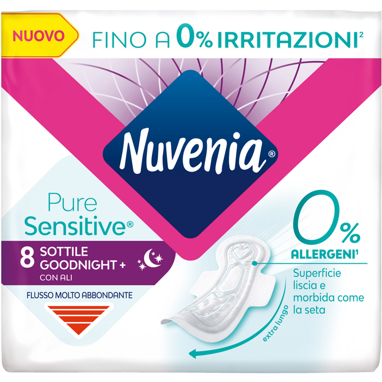 Nuvenia - Pure Sensitive Sottile Goodnight Con Ali - 8 Pezzi Assorbenti (25564321)