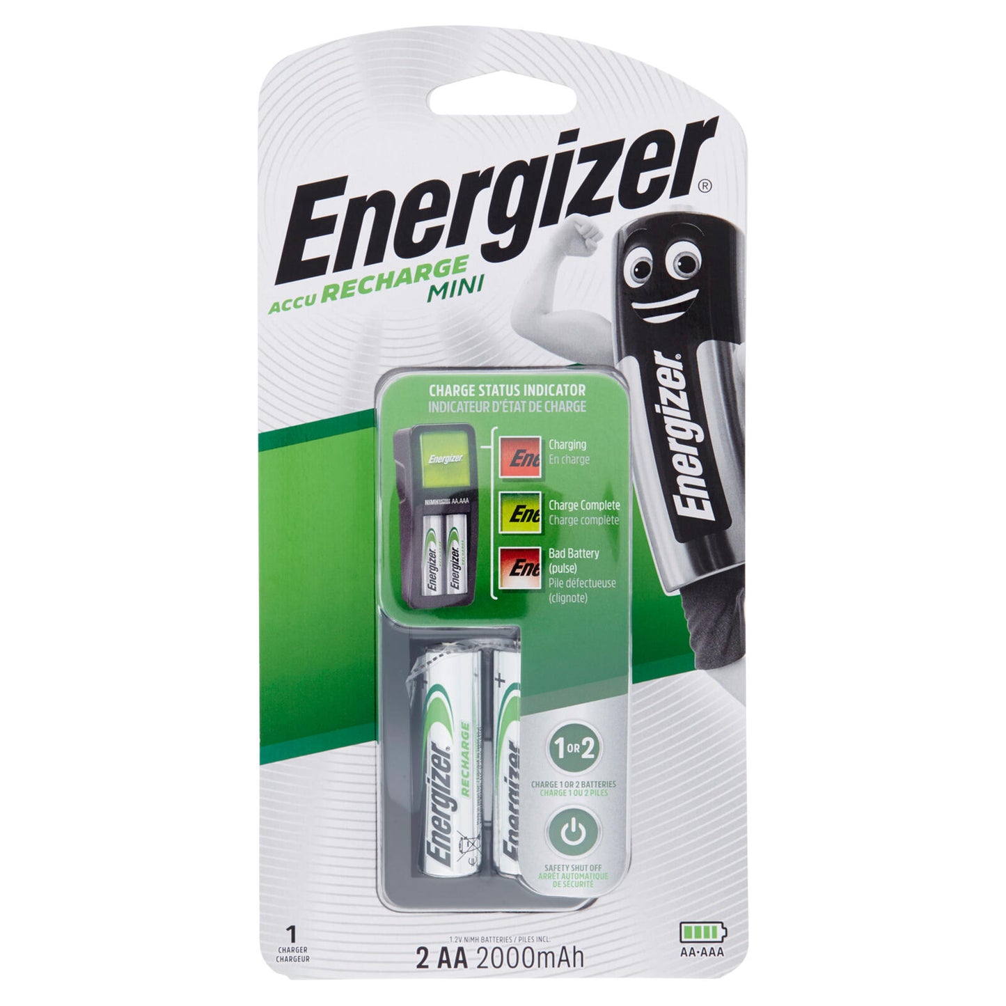 Energizer Accu Recharge Mini 1 Charger 2AA 2000mAh 1,2V NiMh Batteries Incl. (25526288)