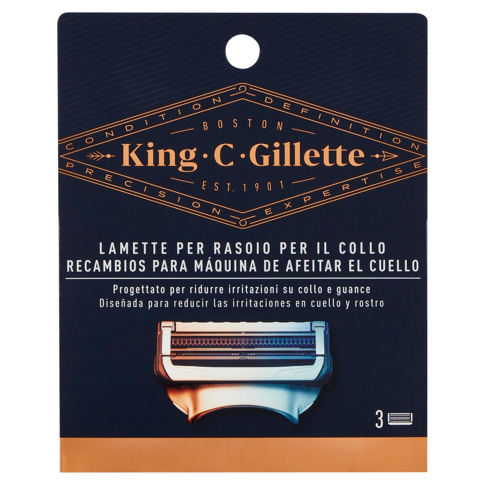 King C. Gillette Lamette di Ricambio per Rasoio da Uomo per il Collo 3 Ricariche