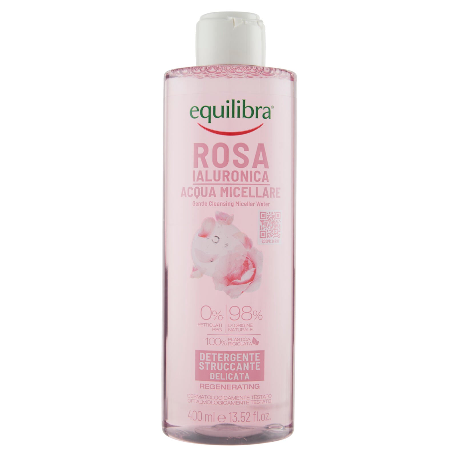 equilibra Rosa Ialuronica Acqua Micellare Detergente Struccante Delicata 400 ml