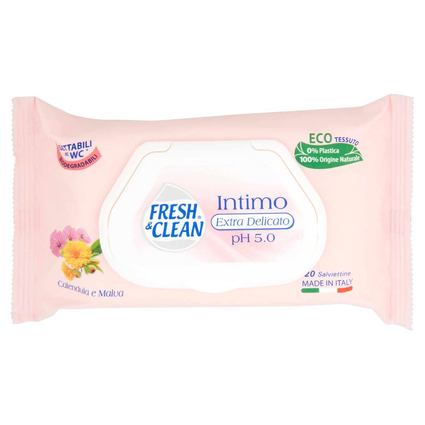 Fresh & Clean Intimo Extra Delicato pH 5.0 Salviettine Calendula e Malva 20 pz (25529880)