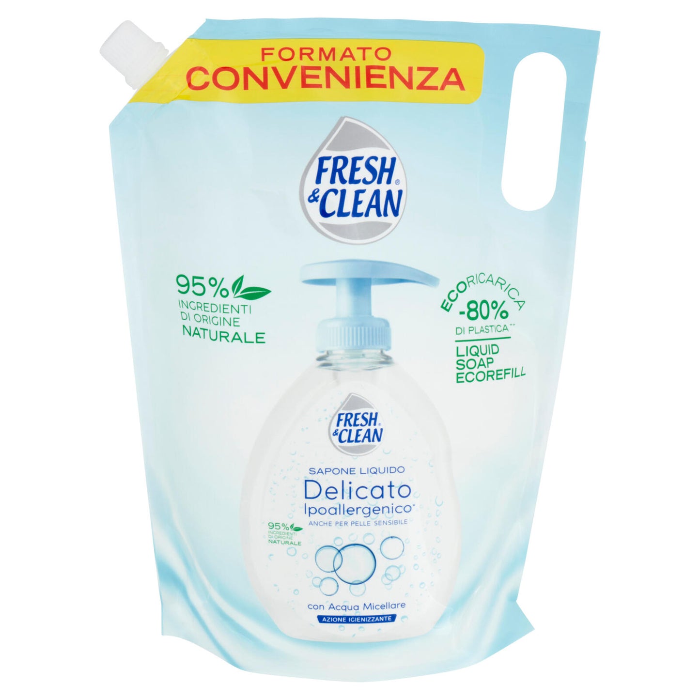 Fresh & Clean Sapone Liquido Delicato Ipoallergenico* con Acqua Micellare Ecoricarica 1000 ml (25529894)