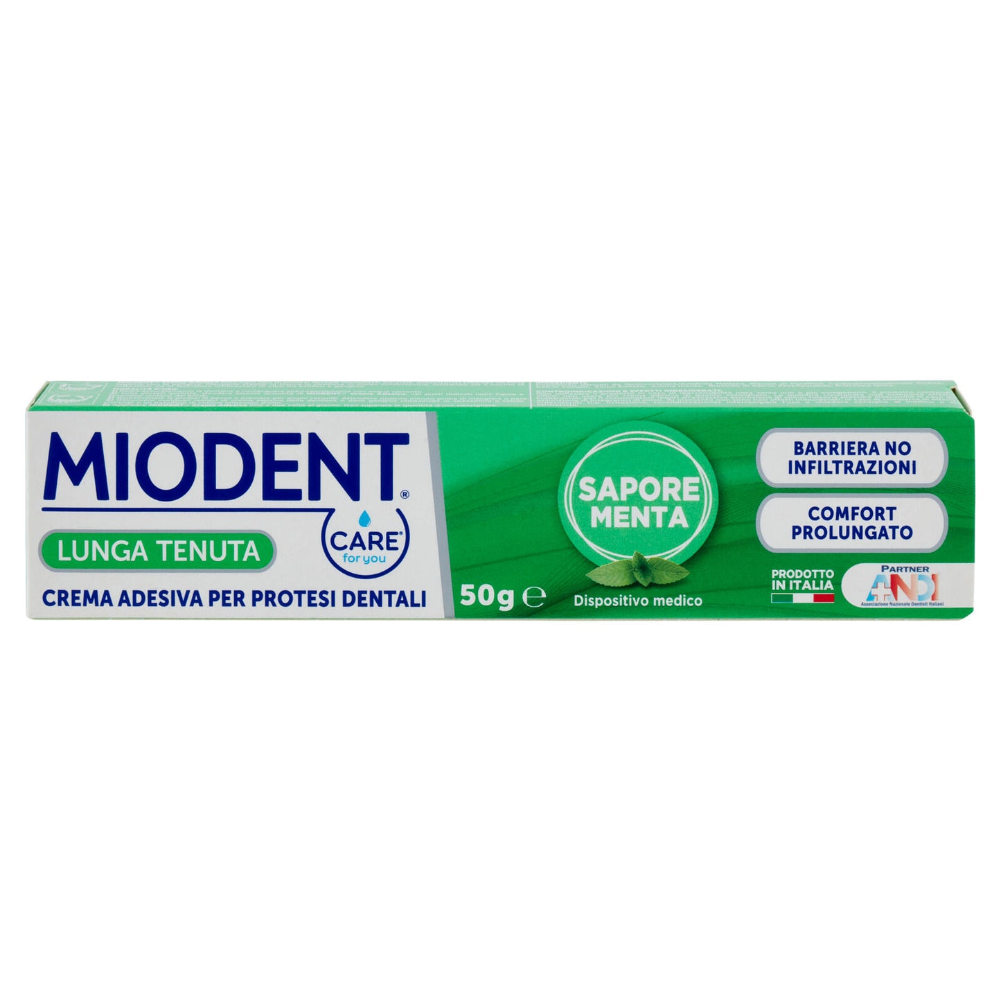 Miodent Care for you Lunga Tenuta Crema Adesiva per Protesi Dentali Sapore Menta 50 g (25562026)