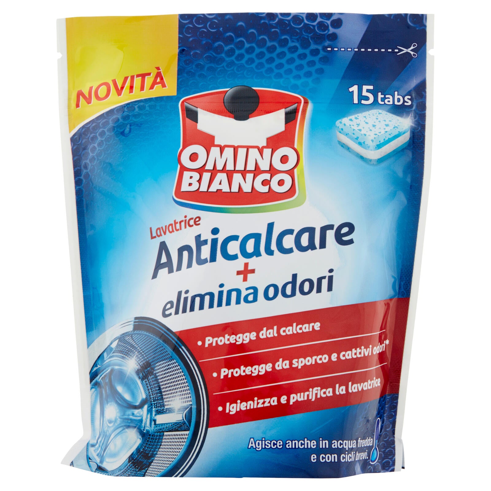 Omino Bianco Lavatrice Anticalcare + elimina odori 15 tabs 240 g ->