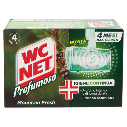 Wc Net - Tavoletta Profumoso 3 Effect, Detergente Igienizzante Solido WC, Mountain Fresh, 4 Pezzi
