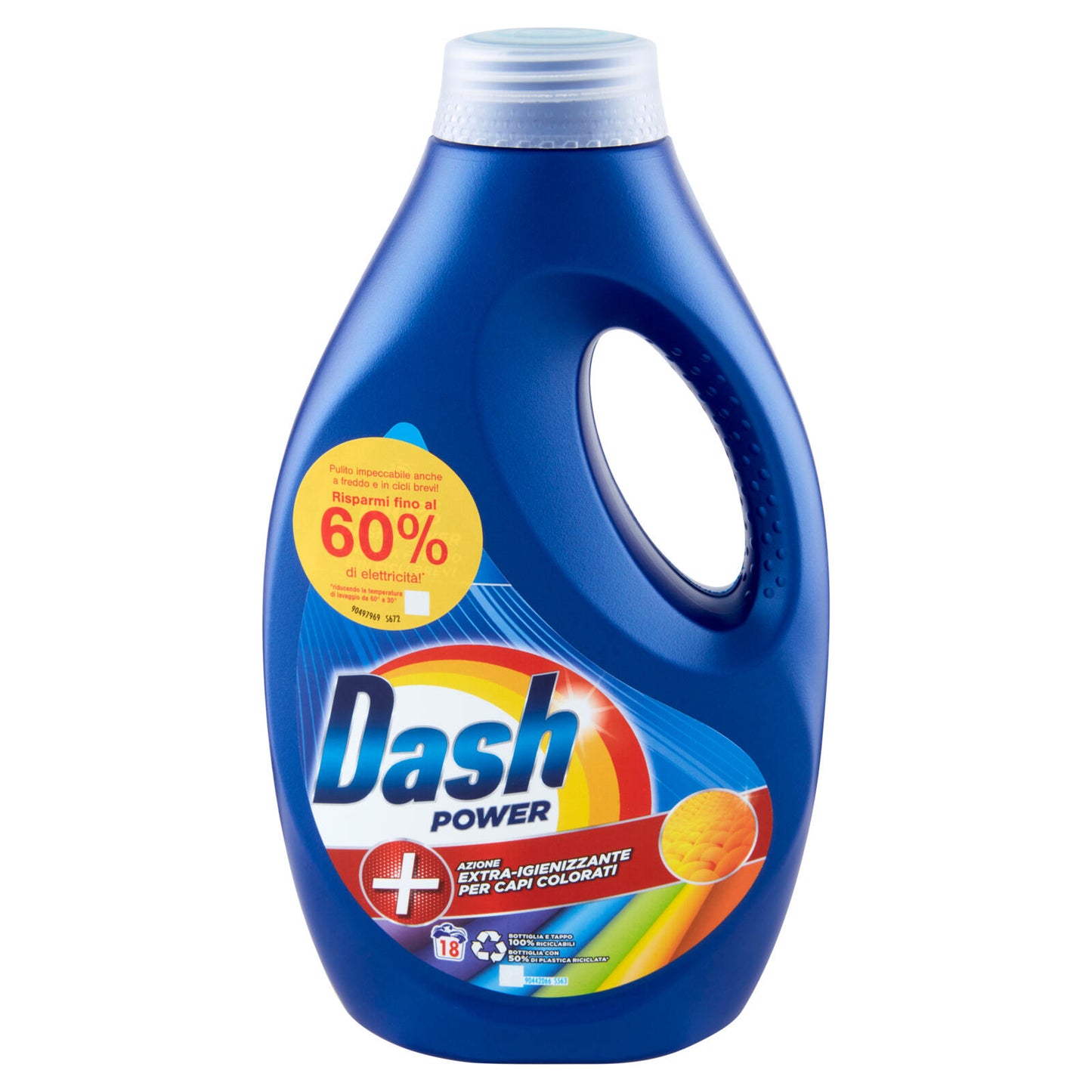 Dash Power Detersivo Liquido Lavatrice, Azione Extra-Igienizzante Capi Colorati, 18 Lavaggi 900 ml