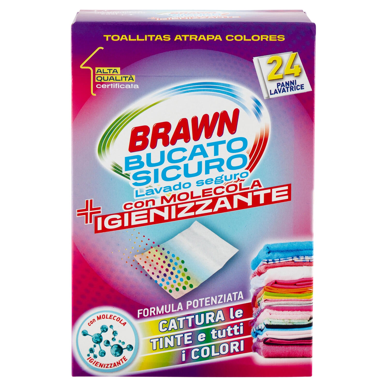 Brawn Bucato Sicuro con Molecola Igienizzante Panni Lavatrice 24 pz