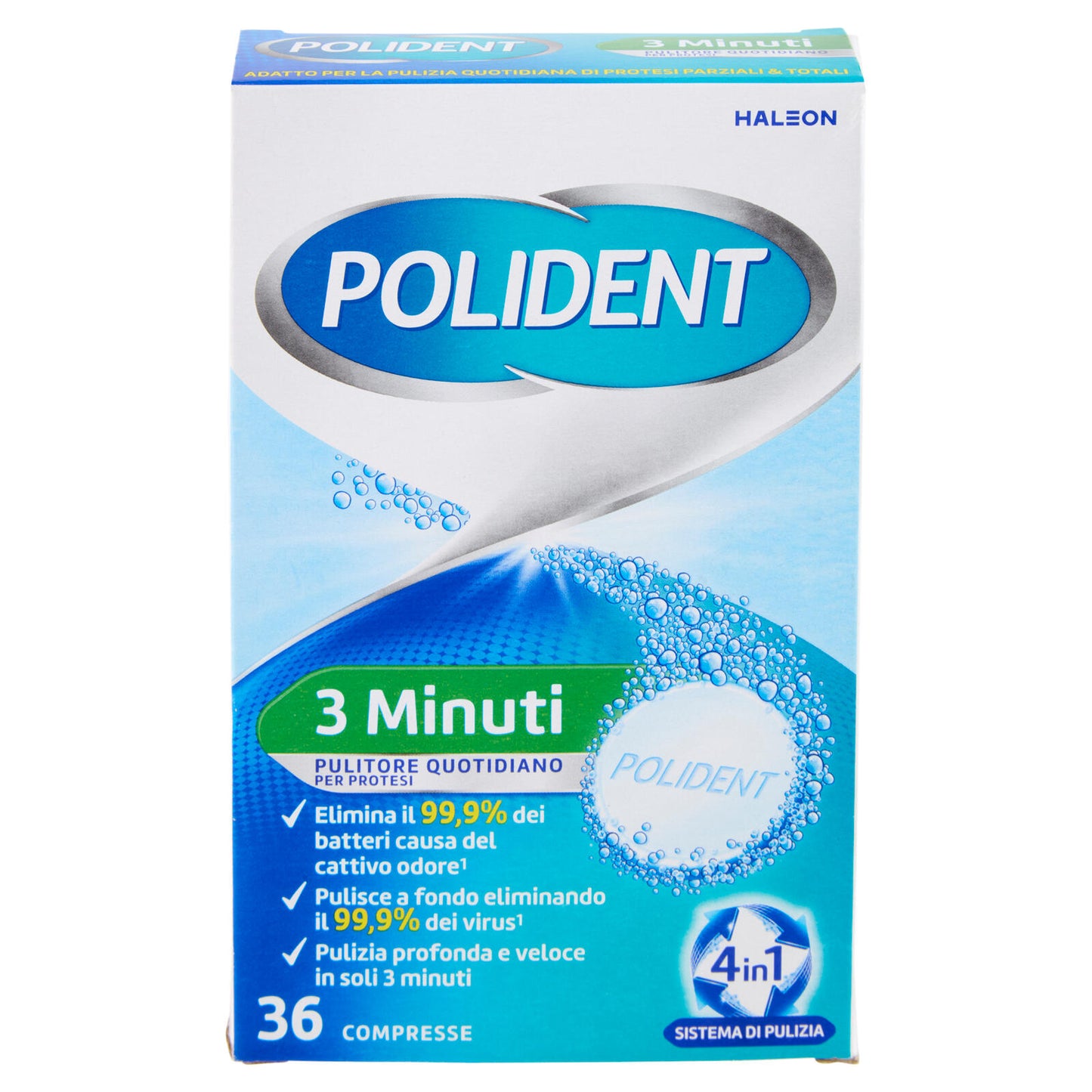 Polident Pulitore Quotidiano 3 Minuti Igiene della Protesi Dentale Pulizia Profonda 36 Compresse (25580110)