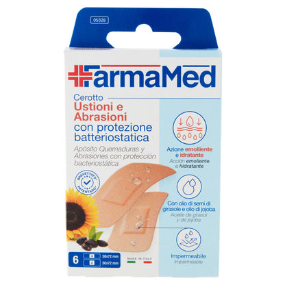 FarmaMed Cerotto Ustioni e Abrasioni con protezione batteriostatica 6 pz