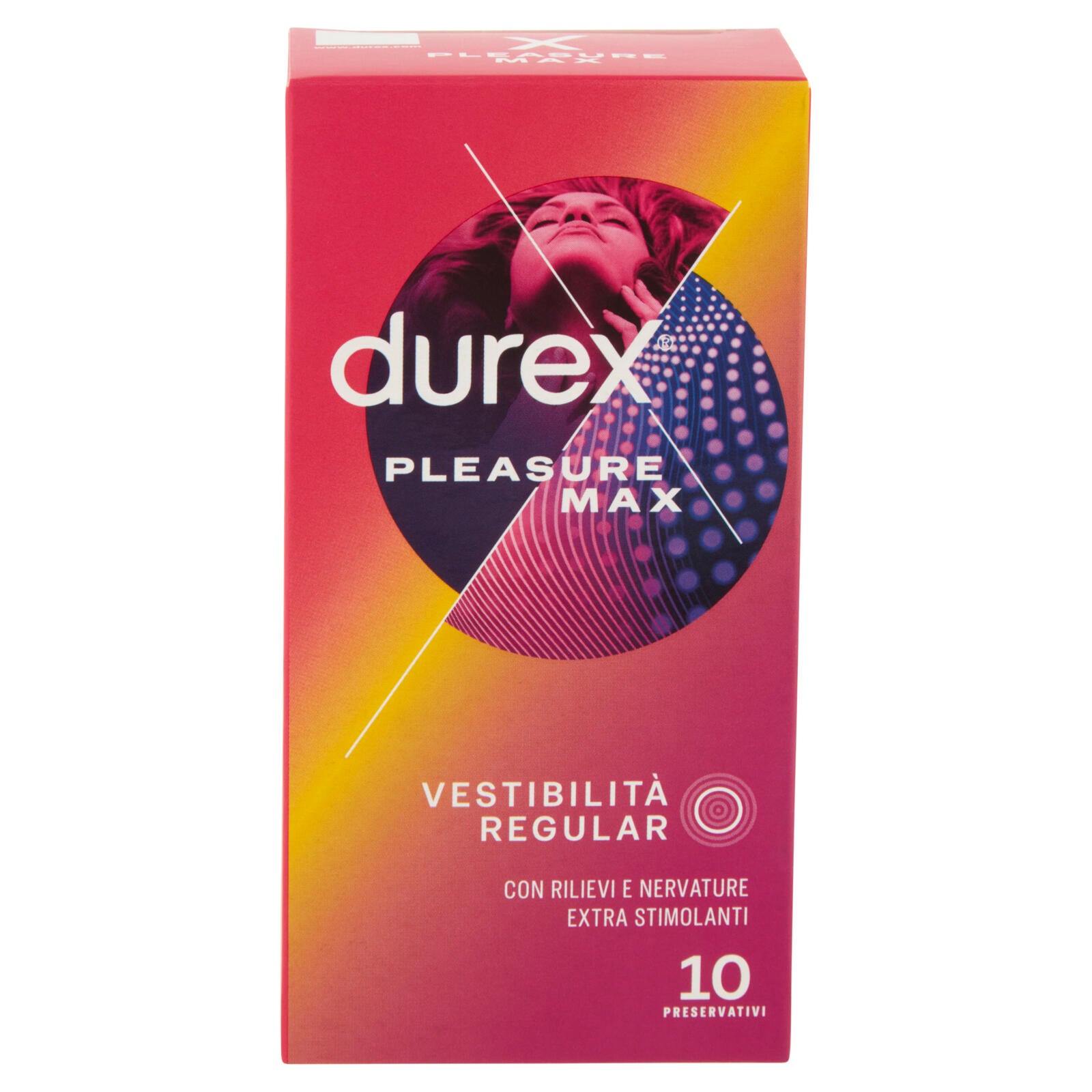 Durex Preservativi Pleasuremax Lubrificati con Rilievi e Nervature Esterne, 10 Profilattici