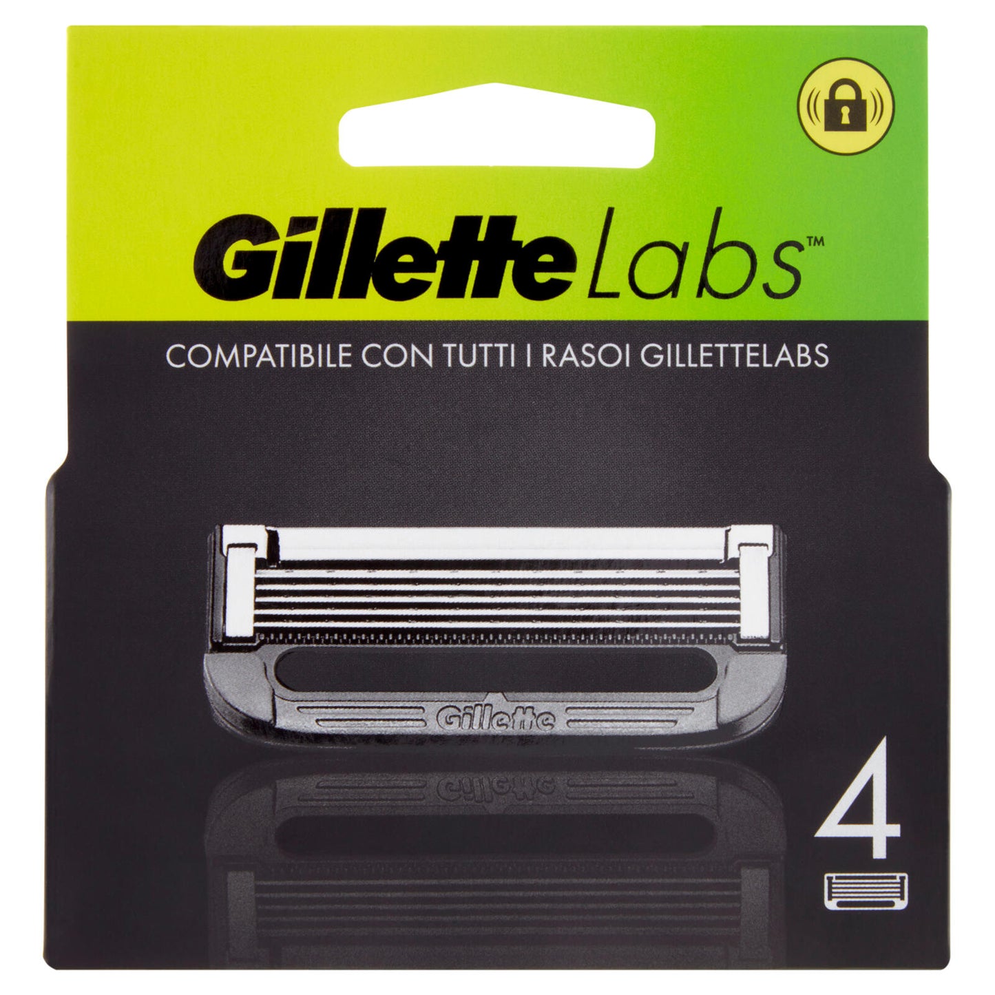 Gillette Lamette di Ricambio per Rasoio da Uomo Labs, 4 Ricariche (25530540)