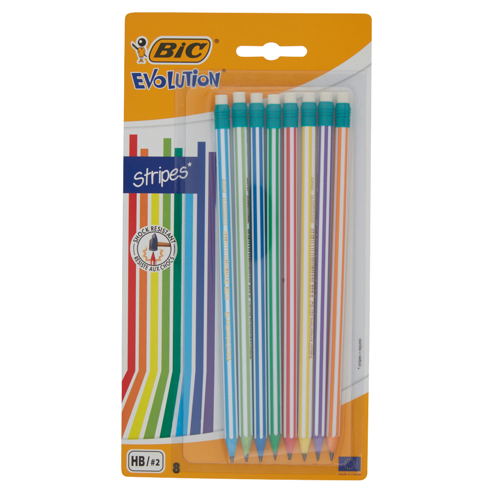 Bic Evolution Stripes HB/#2 8 pz (25520082)
