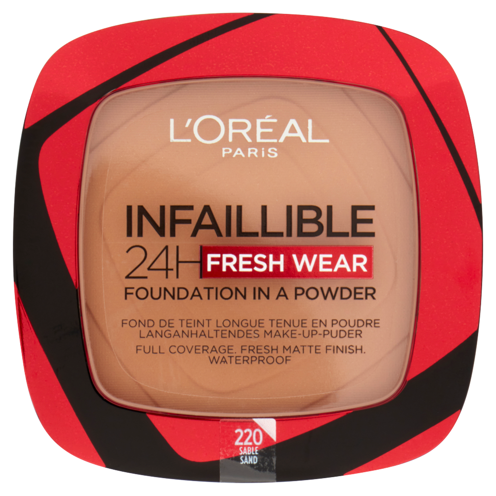 L'Oréal Paris Fondotinta compatto Infaillible 24H Fresh Wear, 220 Sable/Sand (25531850)