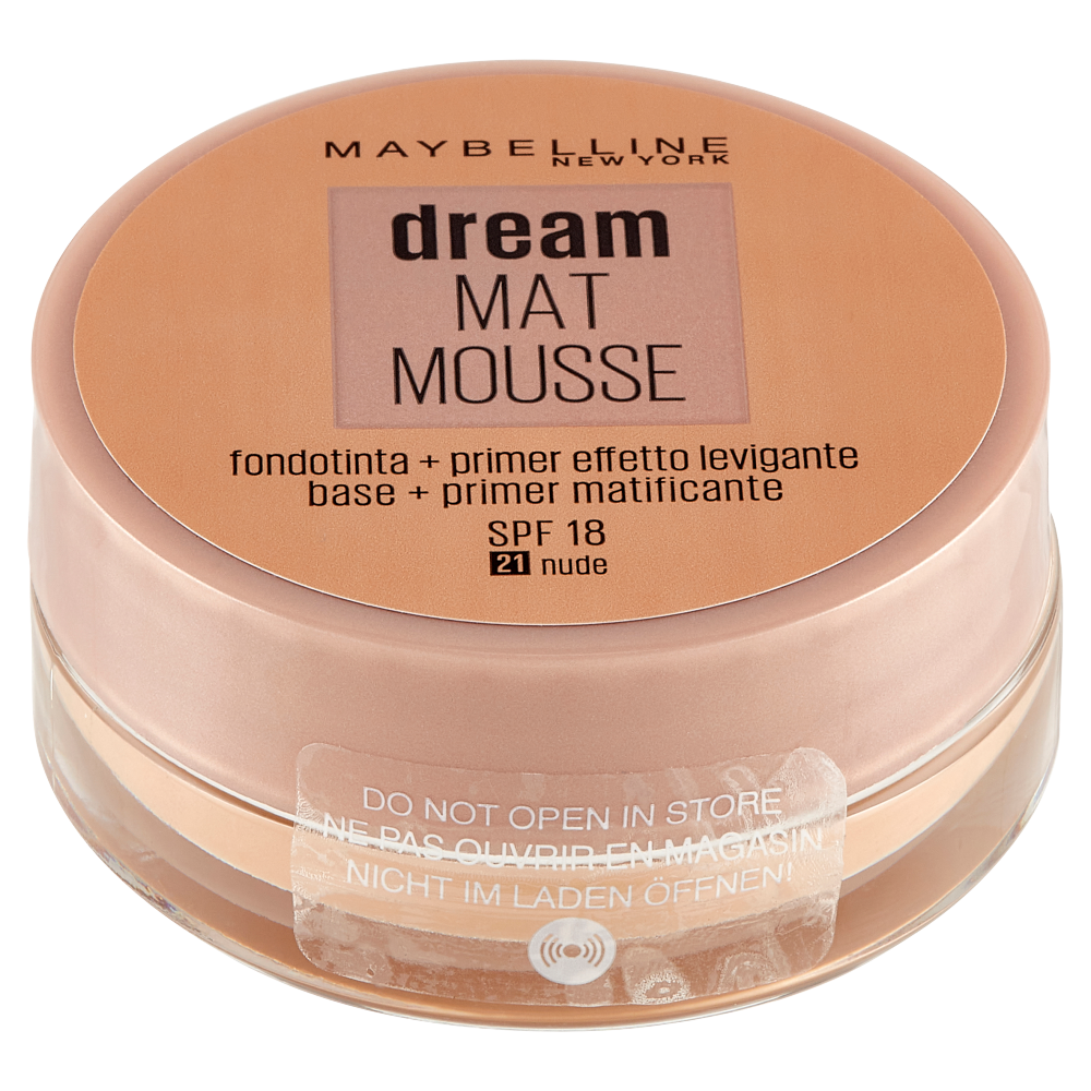 Maybelline New York Fondotinta Dream Mat Mousse, Base Opacizzante in Mousse, 21 Nude (25558779)