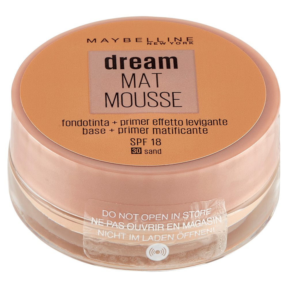 Maybelline New York Fondotinta Dream Mat Mousse, Base Opacizzante in Mousse, 30 Sand (25558787)