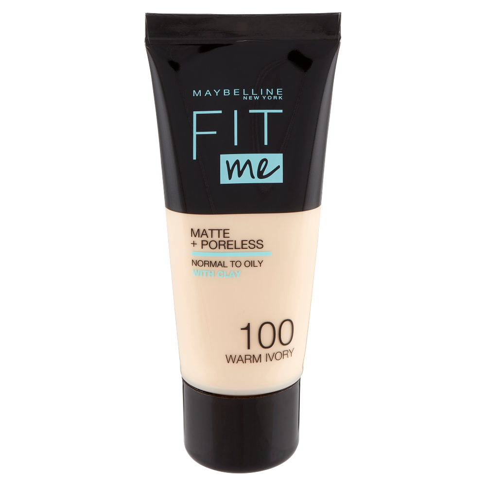 Maybelline New York Fondotinta Fit Me Matte&Poreless, Finish Opacizzante, 100 Warm Ivory (25558874)