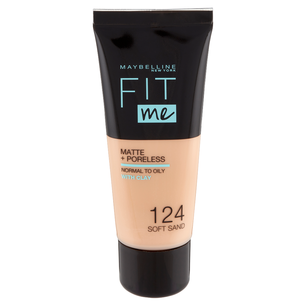Maybelline New York Fondotinta Fit Me Matte&Poreless, Finish Opacizzante, 124 Soft Sand (25558901)