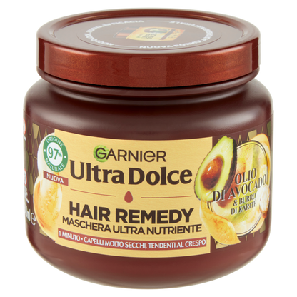 Garnier Ultra Dolce Hair Remedy Maschera per Capelli Ultra Nutriente, Avocado, 340 ml