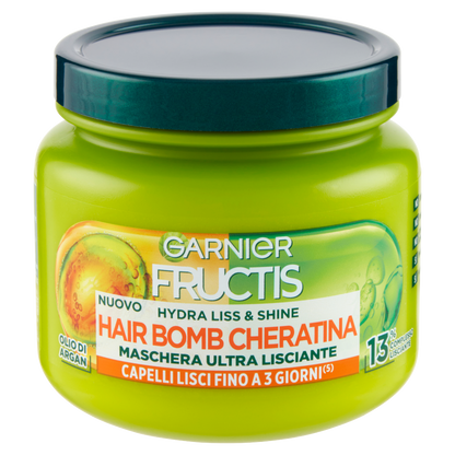 Garnier Fructis Hair Bomb Hydra Liss and Shine con Cheratina, Maschera ultra lisciante, 320 ml