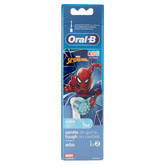Oral-B Testine Ricambio Spazzolino Elettrico Denti Bambini Disney Spider-Man Kids +3 anni 2 Refills