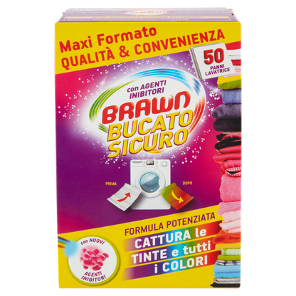 Brawn Bucato Sicuro Panni Lavatrice 50 pz