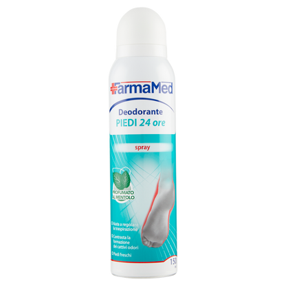 FarmaMed Deodorante Piedi 24 ore spray Profumato al Mentolo 150 ml