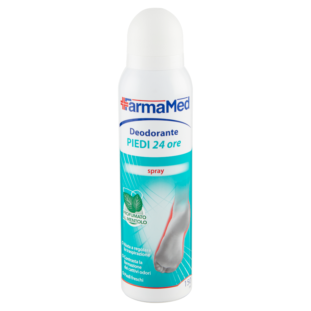 FarmaMed Deodorante Piedi 24 ore spray Profumato al Mentolo 150 ml