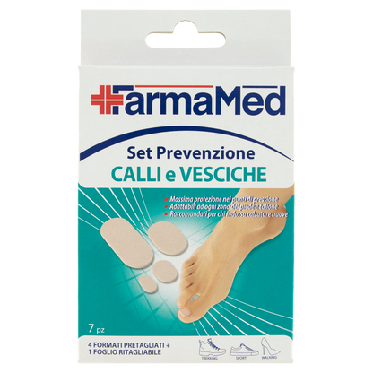 FarmaMed Set Prevenzione Calli e Vesciche 4 Formati Pretagliati + 1 Foglio Ritagliabile 7 pz