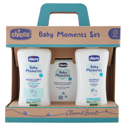 chicco Baby Moments Set Bagno Corpo + Acqua di Colonia + Shampoo 0m+