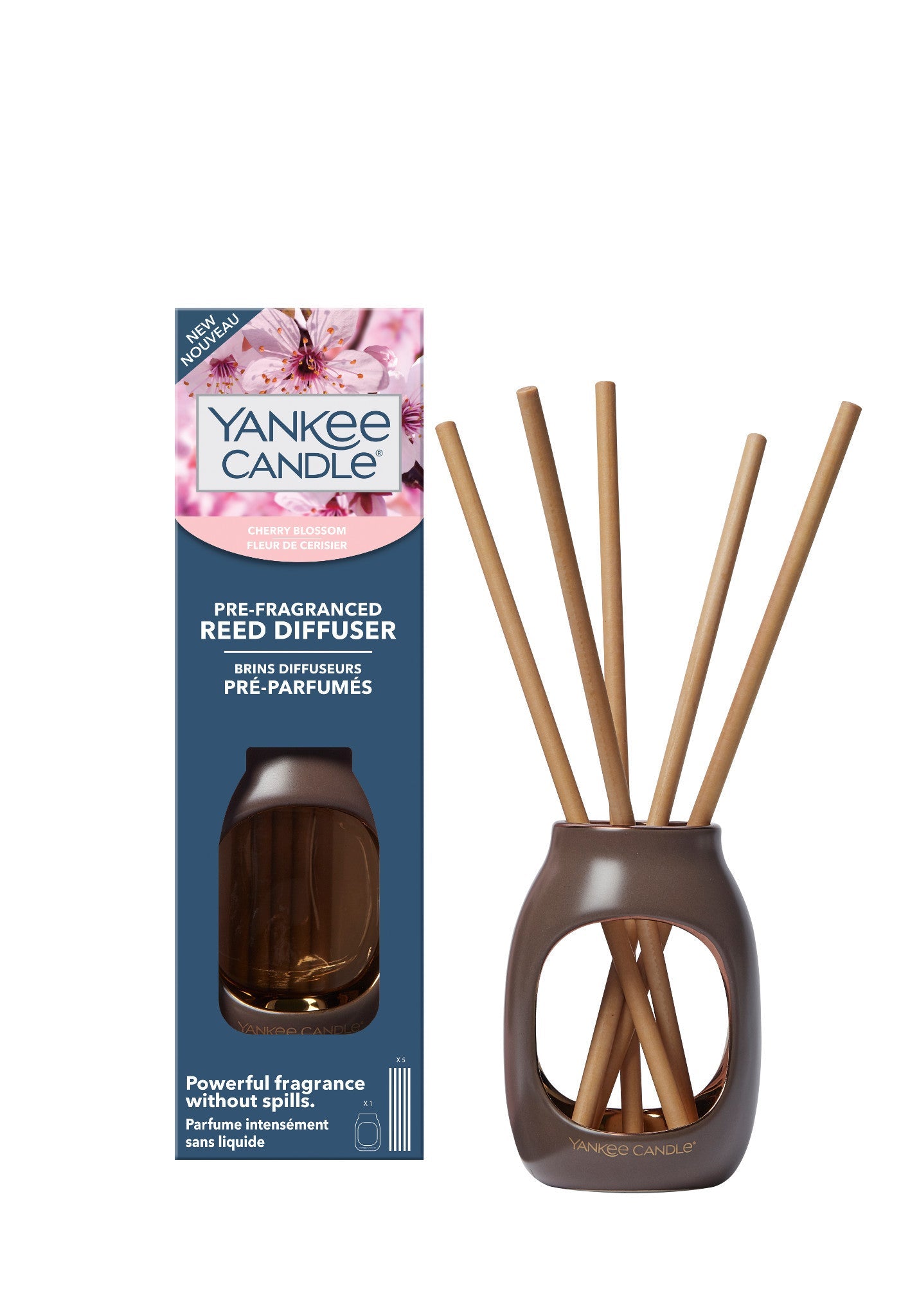 Yankee Candle - Diffusore Con Bastoncini Profumati Effetto Metallo - Cherry Blossom