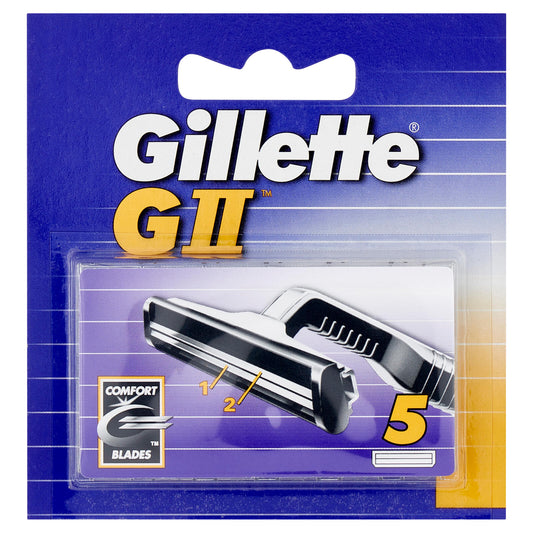 Gillette Lamette di Ricambio per Rasoio da Uomo GII, 5 Ricariche