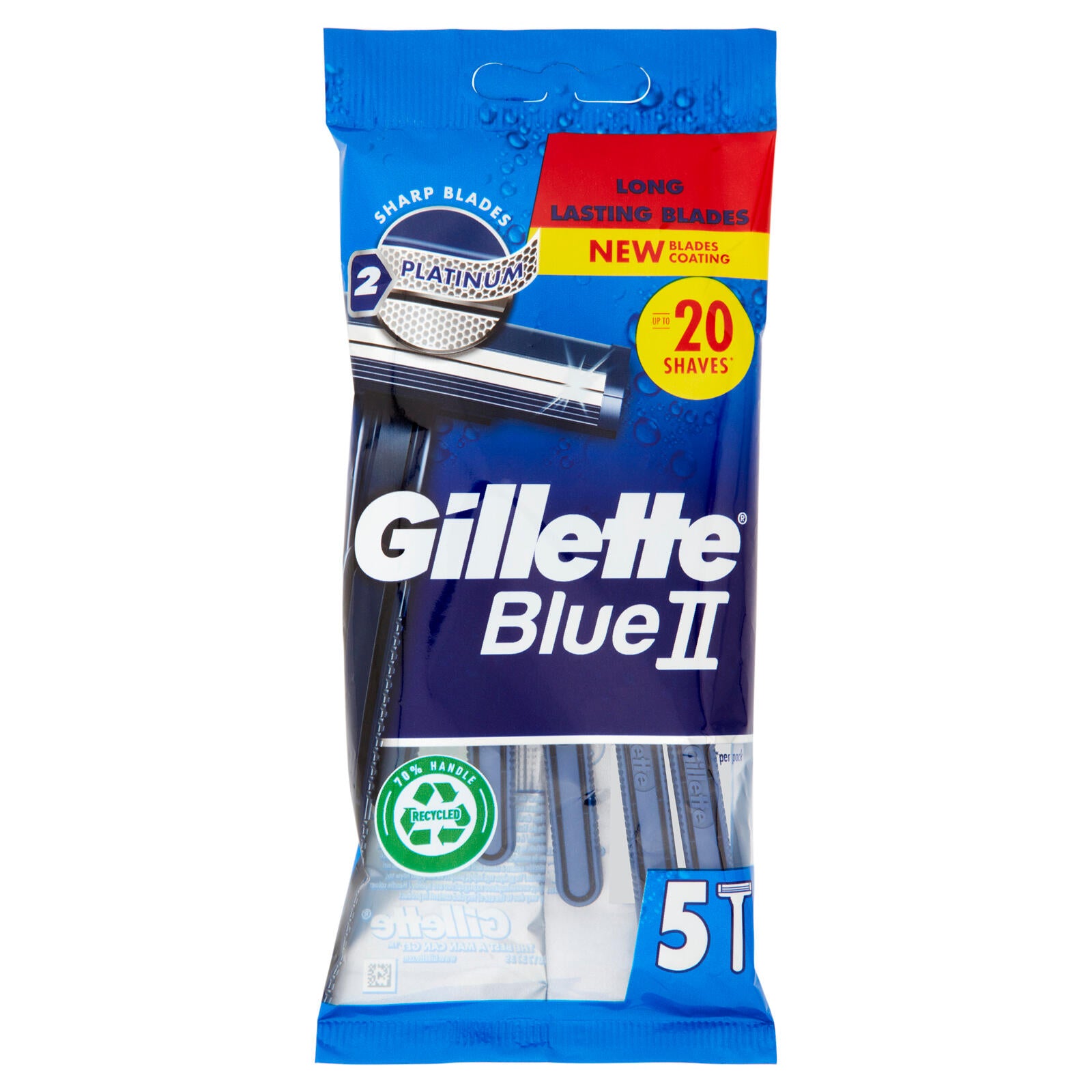 Gillette Blue II Rasoio da Uomo Usa e Getta a 2 Lame, 5 Rasoi (25530530)