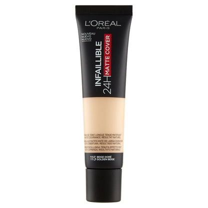 L'Oréal Paris Fondotinta Ultra-Coprenza Infaillible 24h Mat Cover, Finish Matte, 115 Beige (25531863)