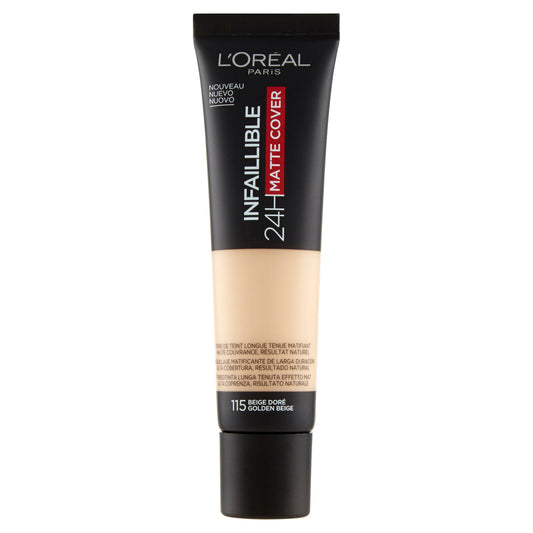 L'Oréal Paris Fondotinta Ultra-Coprenza Infaillible 24h Mat Cover, Finish Matte, 115 Beige (25531863)