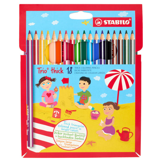 STABILO Trio thick matite colorate triangolari ed ergonomiche - astuccio da 18 pz. (25608388)