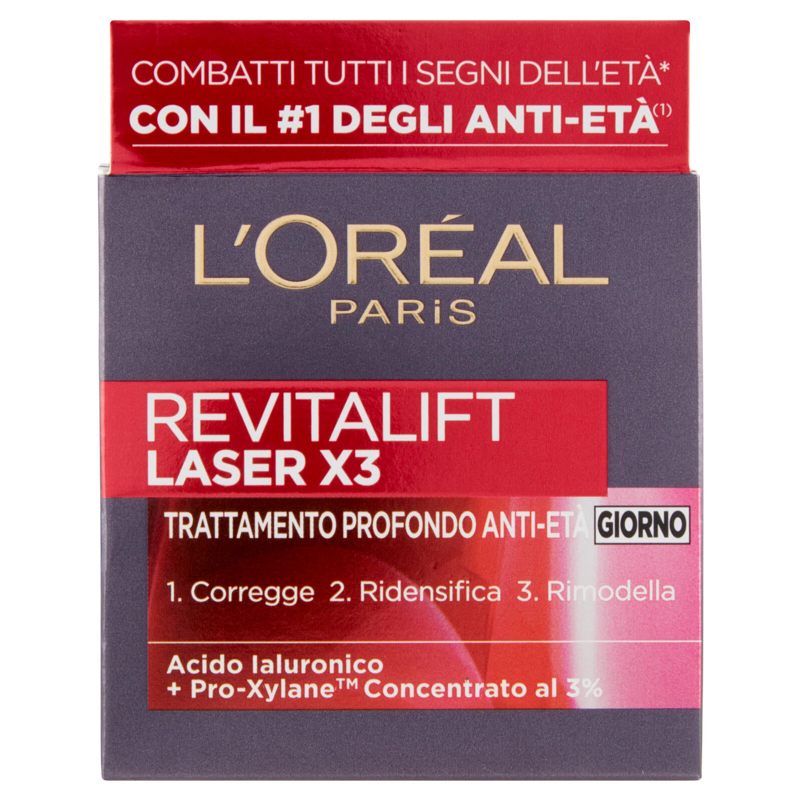 L'Oréal Paris Crema Viso Giorno Antietà Revitalift Laser X3, con Acido Ialuronico e ProXylane, 50 ml (25531770)